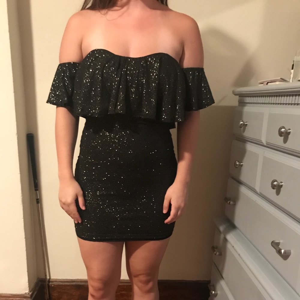 BRAND NEW never worn dark metallic mini dress